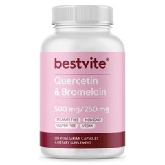Quercetin with Bromelain 500mg/250mg (120 Vegetarian Capsules)-Vegan-Non GMO