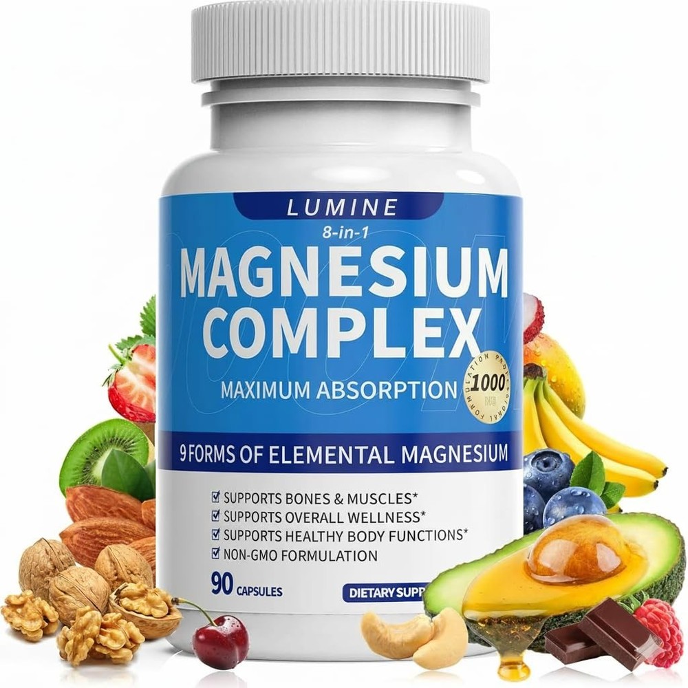 Lumine Magnesium Complex Supplement – Advanced 8-in-1 Elemental 1000mg-…
