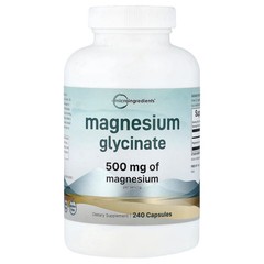 2 X Micro Ingredients, Magnesium Glycinate, 240 Capsules (166 mg per Capsule)