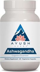 Ayush Herbs Ashwagandha Root Powder for Stress, 500mg – 60 Vegetarian Capsule –