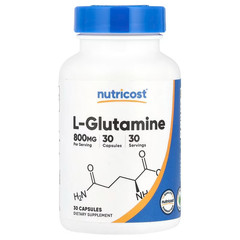Nutricost L-Glutamine 800mg, 30 Caps – GF Non-GMO – EXP 11/2026