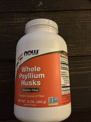 NOW Whole Psyllium Husks USDA Certified Organic Soluble Fiber Non-GMO 12 oz 1/30