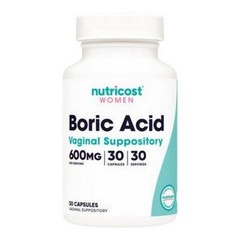 Women Boric Acid Suppository Capsules 600 Mg 30 Count By Nutricost