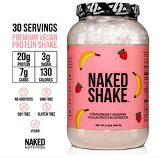 NAKED Shake Vegan Protein Powder, Strawberry Banana, 30 Servings
