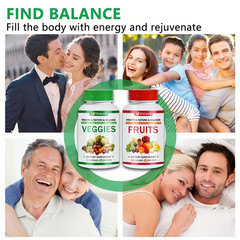 180 Capsules, Fruits & Veggies Supplements – 90 Fruits & 90 Vegatables Capsules