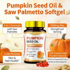 Premium Pumpkin Seed Oil & Saw Palmetto 3500mg | Hair & Immune | 150 Softgels