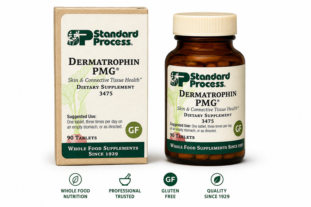 Standard Process Dermatrophin PMG 3475, 90 Tablets Skin Support Supplmt GF, 2027