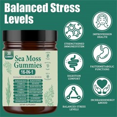 2X16 in 1 pure Sea Moss Gummy | Irishmoss Extract 6000Mg | Green Apple Flavor