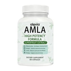 Amla Capsules 1000mg Organic Indian Gooseberry 60 Count Ayurvedic Alevia Fruit