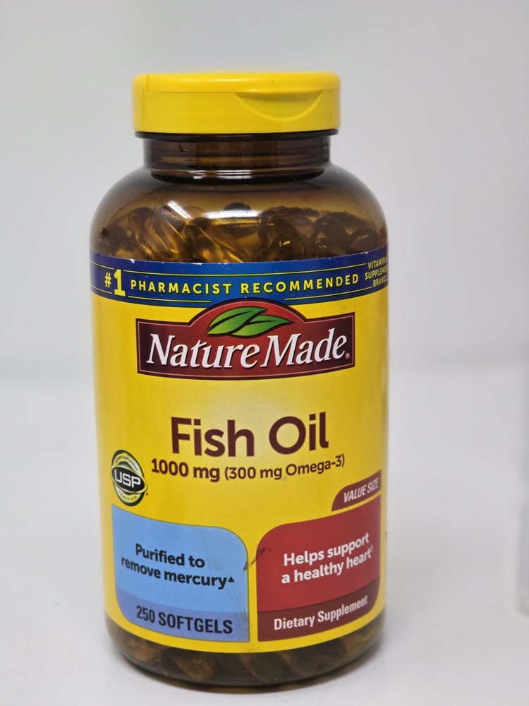 Nature Made Fish Oil 1000mg 300mg Omega 3 Heart Health 250 Softgels