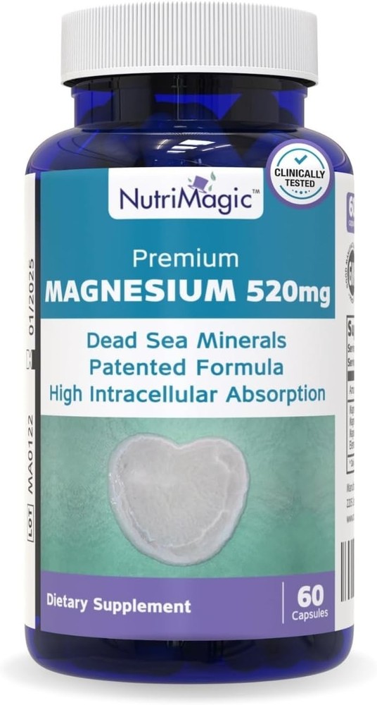 520mg Patented High Absorption Elemental Magnesium from Oxide, Dead Sea Minerals