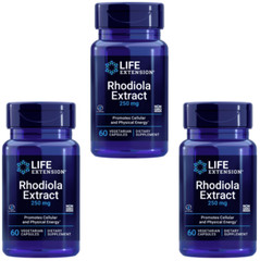 3 PCS Life Extension Rhodiola Extract 250mg Cellular Physical Energy 60 Veg Caps