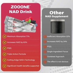 ZOOONE 1000mg NAD+ Berry Drink Mix 30 Pack Anti-Aging Energy Focus Support