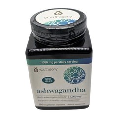 Youtheory Ashwagandha 1000 mg, 180 Vegetarian Capsules Exp: 0/27, Free Shipping