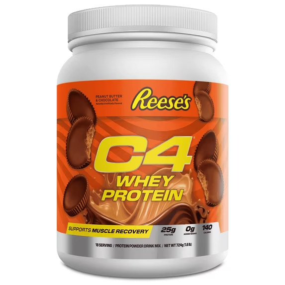 C4 Whey Protein Powder Reese’s Peanut Butter Cup 25g Protein 18 Servings