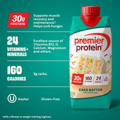 Premier Protein Shake, Cake Batter Delight, 30g Protein, 11 Fl Oz, 4 Ct