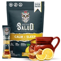 Salud 2-in-1 Sleep Aid + Calm Drink Mix, Lemon Honey 0.21 Ounce (Pack of 15)