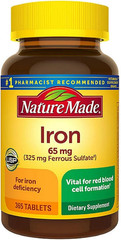 Iron 65 Mg (From Ferrous Sulfate) Tablets for Red Blood Cell Formation (365 Ct.)