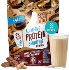 FlavCity Grass Fed Whey Protein Powder Chocolate Peanut Butter 25g 10g Collagen