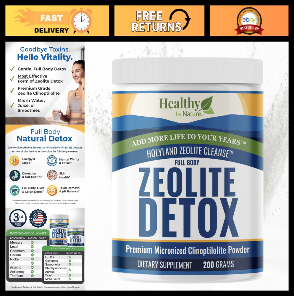 Zeolite Detox Powder 7.05oz – Natural Clinoptilolite Cleanse for Full Body Detox