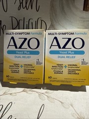 AZO Yeast Plus Dual Relief Multi Benefit Formula 60 Tablets (2 Pack) Exp 07/26