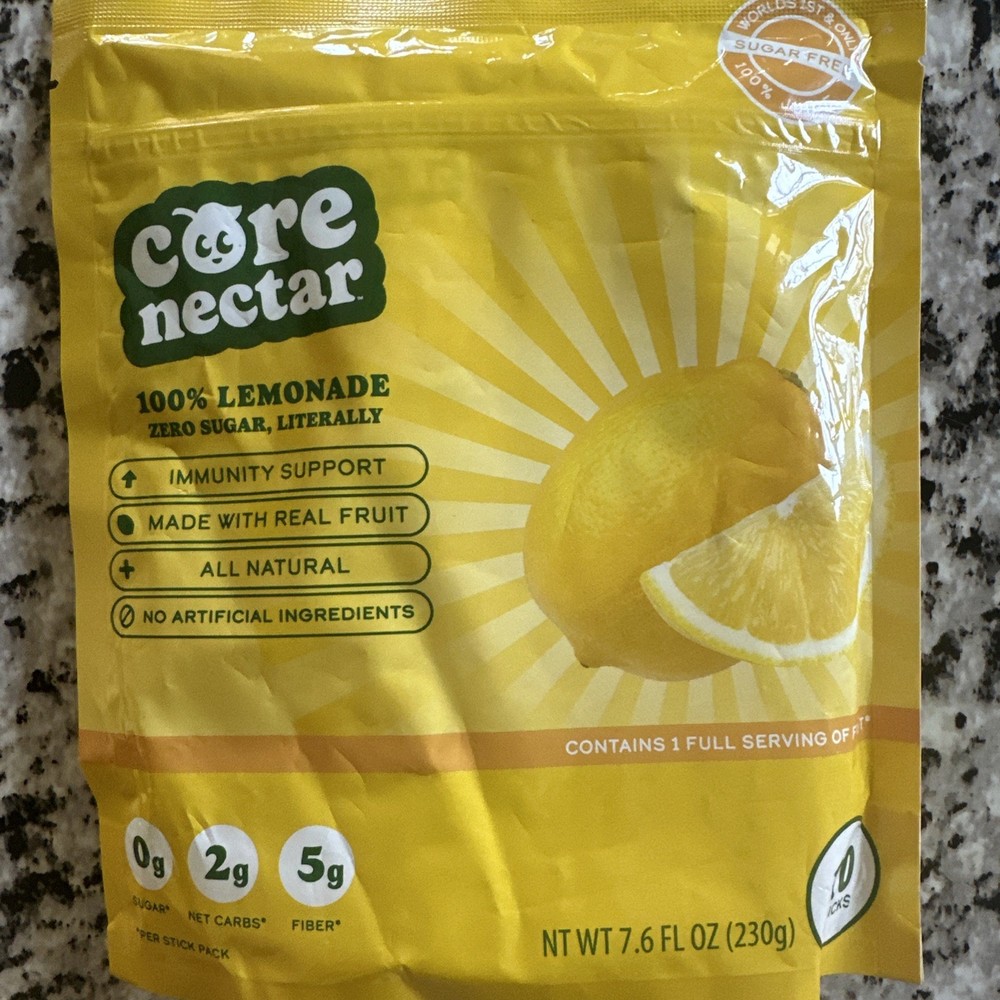 Core Nectar Zero Sugar 40 STICKS Electrolyte Mix Lemon Flavor Hydration Pks 7/26