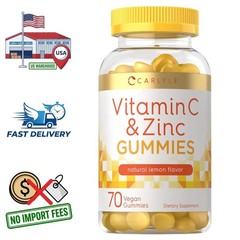 Vitamina C y Zinc | 70 Gomitas Veganas | Sabor Natural a Limón