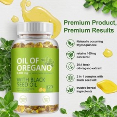 2 in 1 Oil of Oregano & Black Seed Softgels Count with Carvacrol,Immune Support