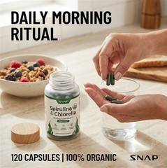 Organic Spirulina & Chlorella Capsule Supplement Pills 240ct – 2 Pack –