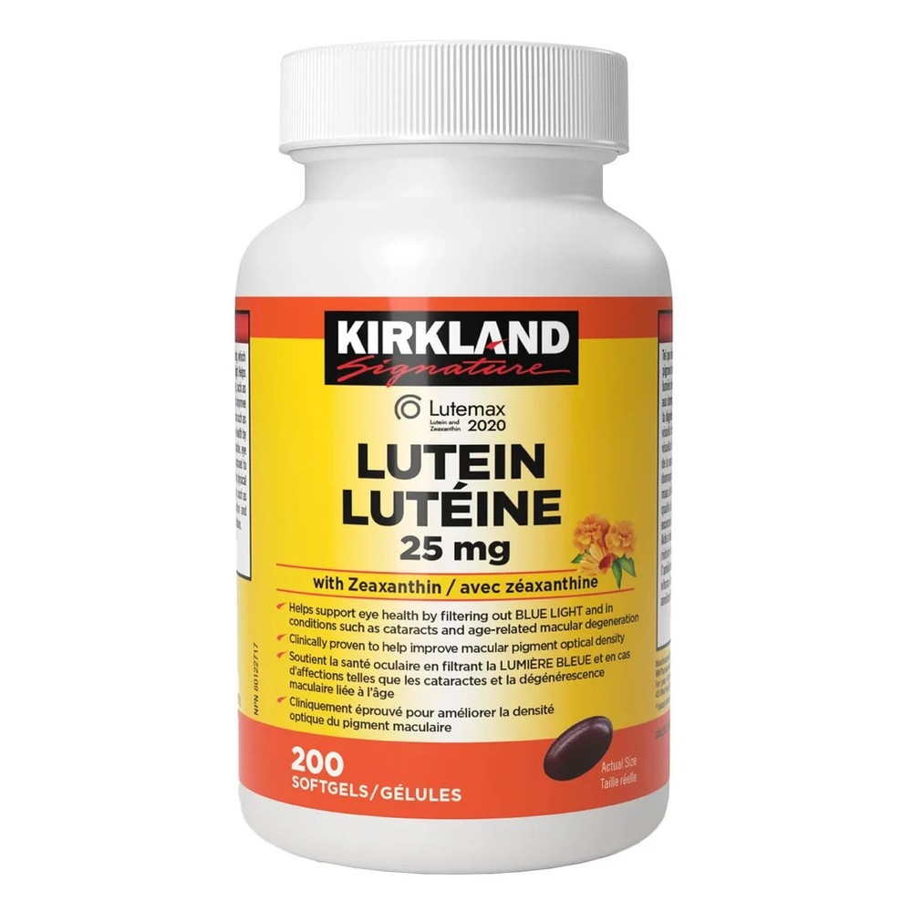 Kirkland Signature Lutein 25mg with Zeaxanthin, 200 Softgels
