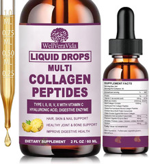 Multi Collagen Peptides Liquid Drops, 2Oz – Types I, II, III, V, X, Hydrolyzed C