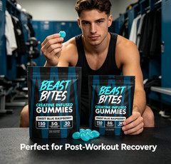 2-Pack Beast Bites Creatine Gummies Creapure Blue Raspberry