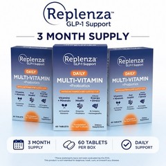 Replenza GLP-1 Support Daily Multi-Vitamin + Probiotics Supplement (Lot Of 3)
