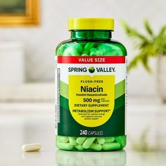 2 Pack Spring Valley Flush Free Niacin 500mg Metabolism Capsules, 240 Count