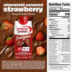 Premier Protein Indulgence Shake, Chocolate Covered Strawberry, 11 fl oz, 12 Ct