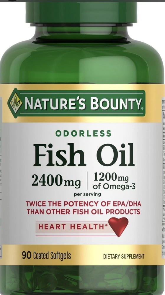 Nature’s Bounty Odorless Fish Oil, 2400 mg 90 Count (Pack of 1) exp 09/2028