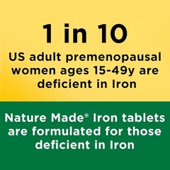 Nature Made Iron 65 mg (325 mg Ferrous Sulfate) 180 Tablets Dietary Supplement