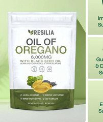 Resilia Oil of Oregano 6,000mg + Black Seed Oil Dietary Supplement 60 Softgels
