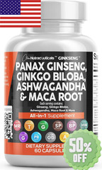 Share Panax Ginseng 10000Mg Ginkgo Biloba 4000Mg Ashwagandha Maca Root 3000Mg