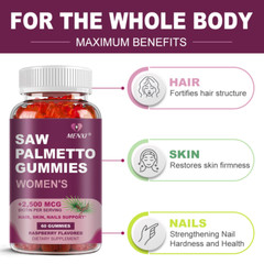 Saw Palmetto 2500Mcg DHT Blocker Hair Growth Supplement, 60 ct for Men and Women