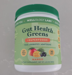 Wellology Labs Gut Health Greens Superfoods Mango 6.35 oz. Probiotics NEW
