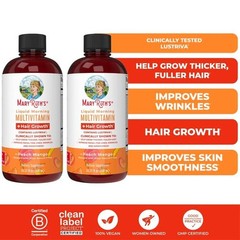 2 Bottles Lustriva Liquid Hair Multivitamin Anti Aging Skin Care Peach Mango