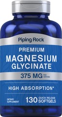 Magnesium Glycinate | 375mg | 130 Count | Non-GMO | by Piping Rock