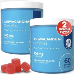 Dr. Moritz Ashwagandha+ Gummies 300mg 60 Count Sugar-Free Strawberry Flavor