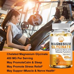 Magnesium Glycinate 400mg – 120 Capsules For Sleep, Stress Relief Support Bone