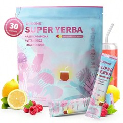Super Yerba Mate Instant Drink Powder Raspberry Lemonade Flavor, 30 Servings