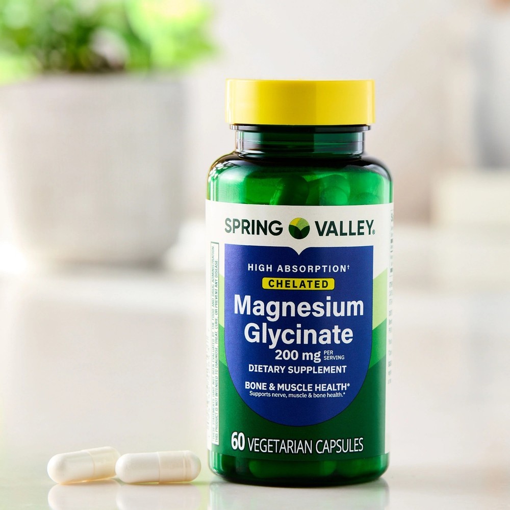 Spring Valley Magnesium Glycinate 200 mg Capsules, Supports Bone & Joint Health