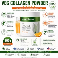 HK Vitals Veg Collagen Powder Vit C E Skin Hair Nails Support 200g Pack