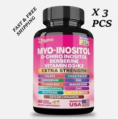 NEW Zoyava Myo-Inositol D-Chiro Inositol Berberine D3+K2 -90Caps – Free Shipping
