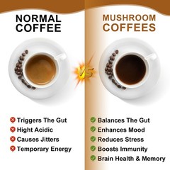 2*70g Organic Mushroom Coffee-Reishi,Cordyceps, Lion’s Mane,Turkey Tail Mushroom